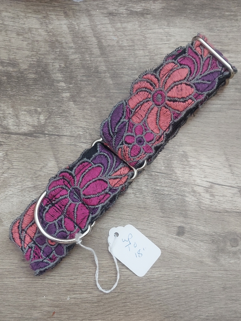 Custom Martingale Dog Collar Purple Pink Floral Whippet 1.5" Comfort Edge